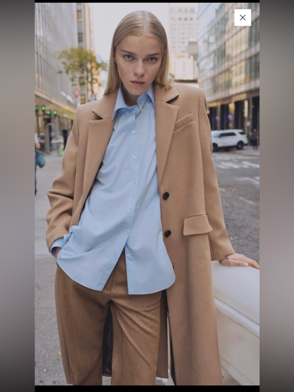 New Mango tailored long wool blend camel coat size M - Picture 7 of 12